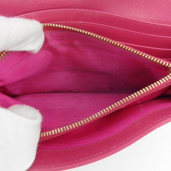 Prada Long Wallet Ribbon Pink Safiano Leather Authentic - Picture 4 of 9